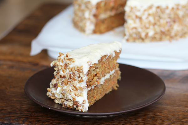 Slice of Carrot Cake with Cream Cheese Frosting