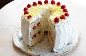 Lemon Raspberry Chiffon Cake - Sliced