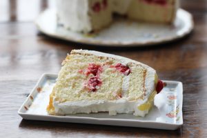 Slice of Lemon Raspberry Chiffon Cake 