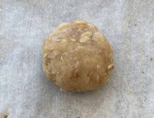Single ball of dough, flattened