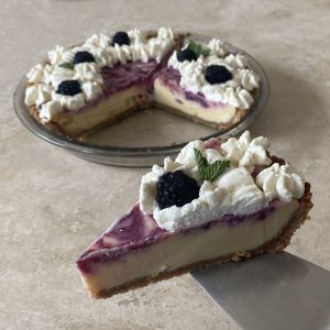 Sliced Blackberry Mojito Cream Pie