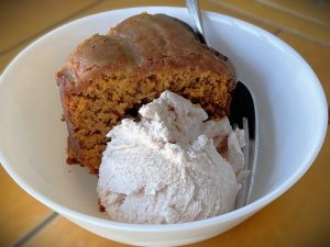 Spiced Pumpkin Gingerbread Cake with Ice Cream