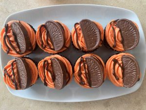 8 plated Best Chocolate Orange Cupcakes