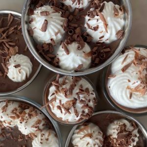 Closeup of Chocolate Pudding Cups